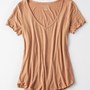 American Eagle Yellow and White Stripper Shirt